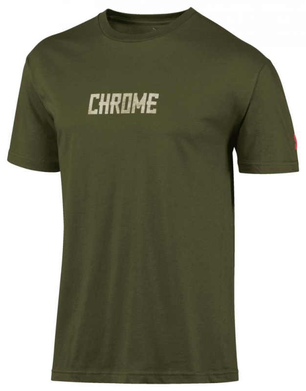 Chrome Text Logo T- Shirt - Army